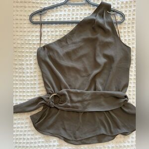 Dynamite One-Shoulder Brown Top